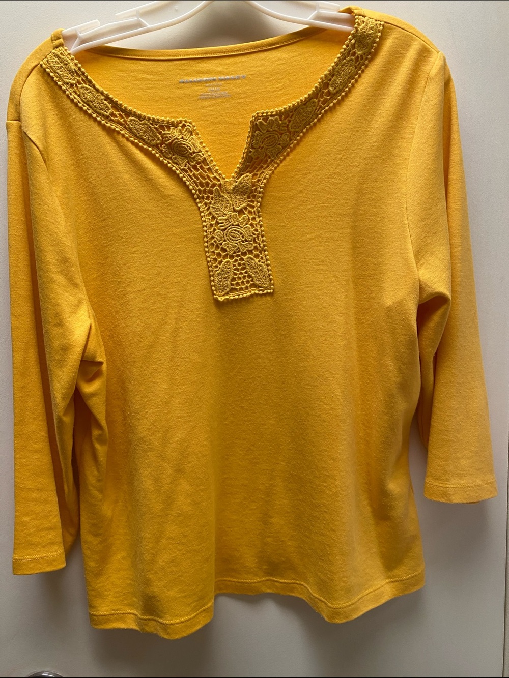 Allison Daley Yellow Crochet Trim Tunic Top